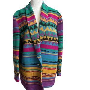 Eagle River Aztec Wool Jacket 16 Vintage Southwest Cardigan Western Boho (Flaw)